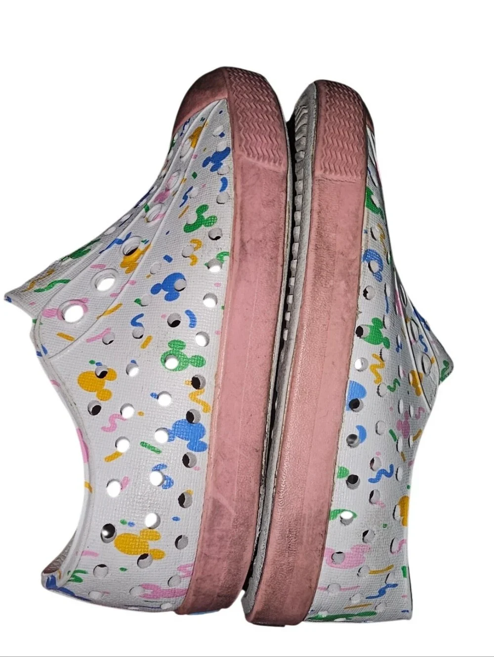 Native Kids White Slip-On Shoes with Pink Toe Cap